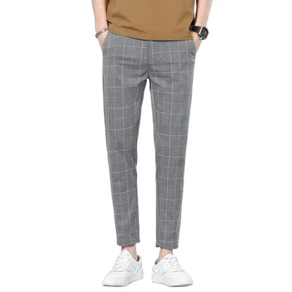 Men's Slim-Fit Checkered Trousers