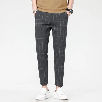 Men's Slim-Fit Checkered Trousers