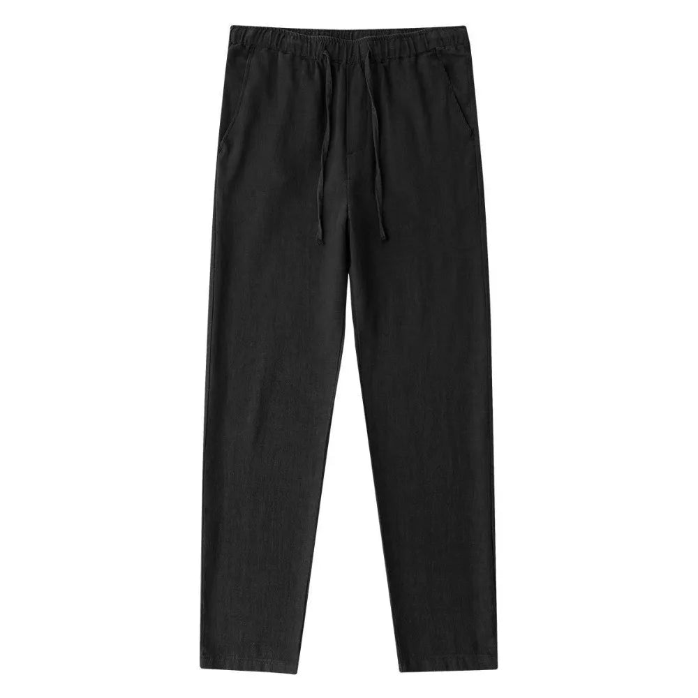 Men's Lightweight White Linen Drawstring Pants