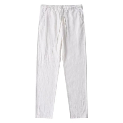 Men's Lightweight White Linen Drawstring Pants